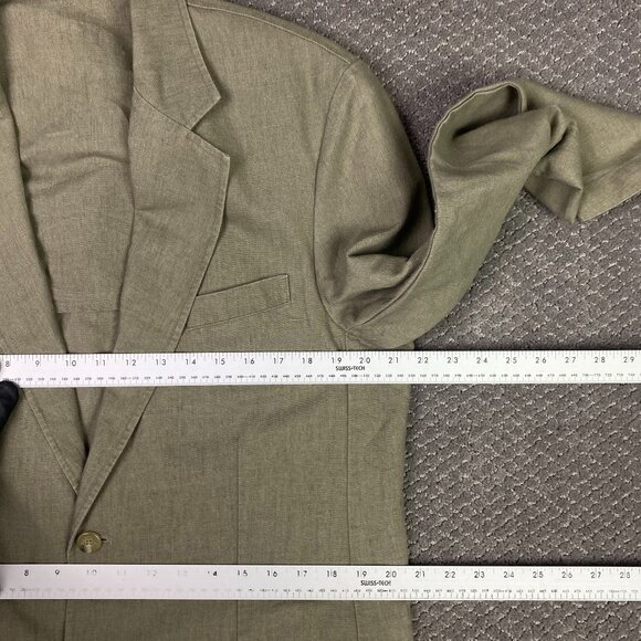 Vintage LL Bean Blazer Jacket Men's 40R Olive Green Cotton Linen - Picture 7 of 13